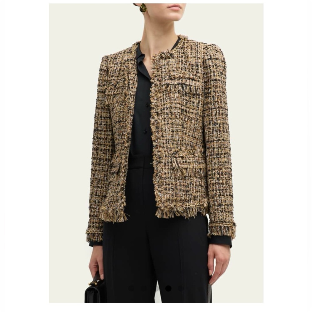 Kobi Halperin Lisa Chain-Trim Fringe Tweed Jacket